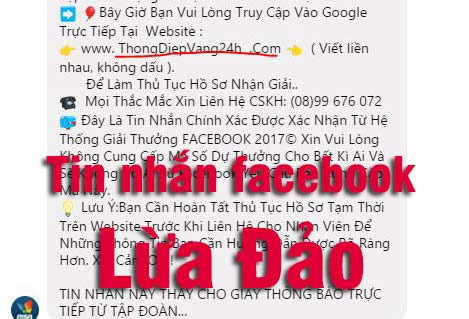 Trò lừa đảo phát tán nhắn tin trúng thưởng trên Facebook lại tiếp diễn