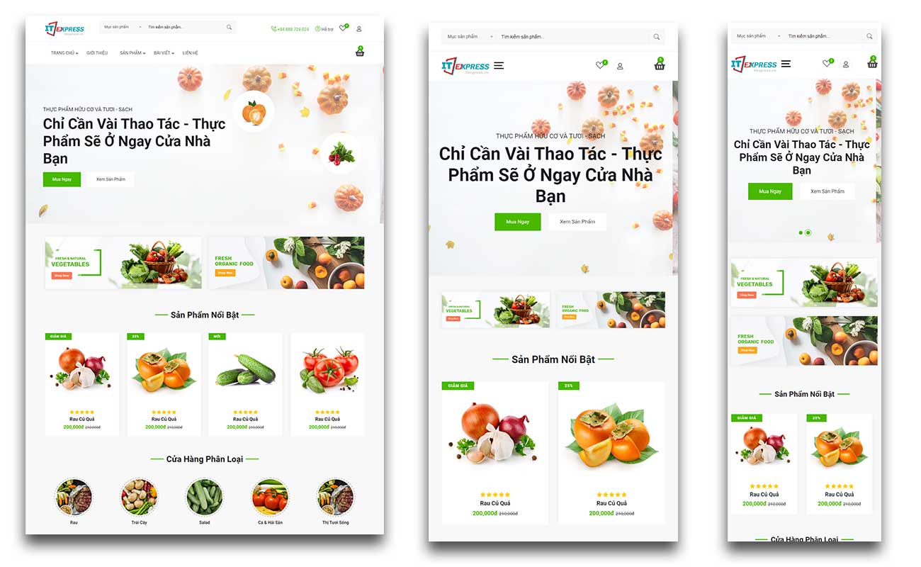 Mẫu website TMĐT bán hàng thực phẩm xanh