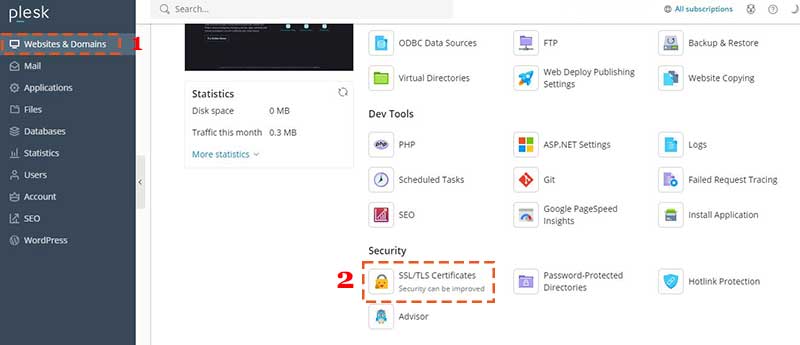 Cài đặt SSL và thay đổi SSL trên Plesk