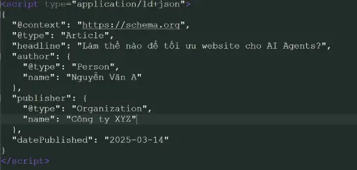 Dữ liệu cấu trúc website cung cấp cho AI Agents