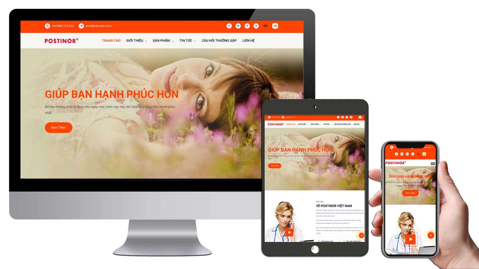 Giao diện website thiết kế tương thích với mọi thiết bị